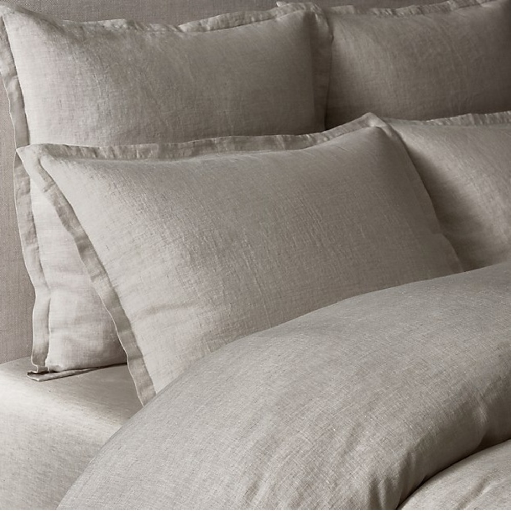 Restoration Hardware WASHED 100% LINEN TWIN DUVET COVER light gray 68″ × 86″ - Picture 2 of 12